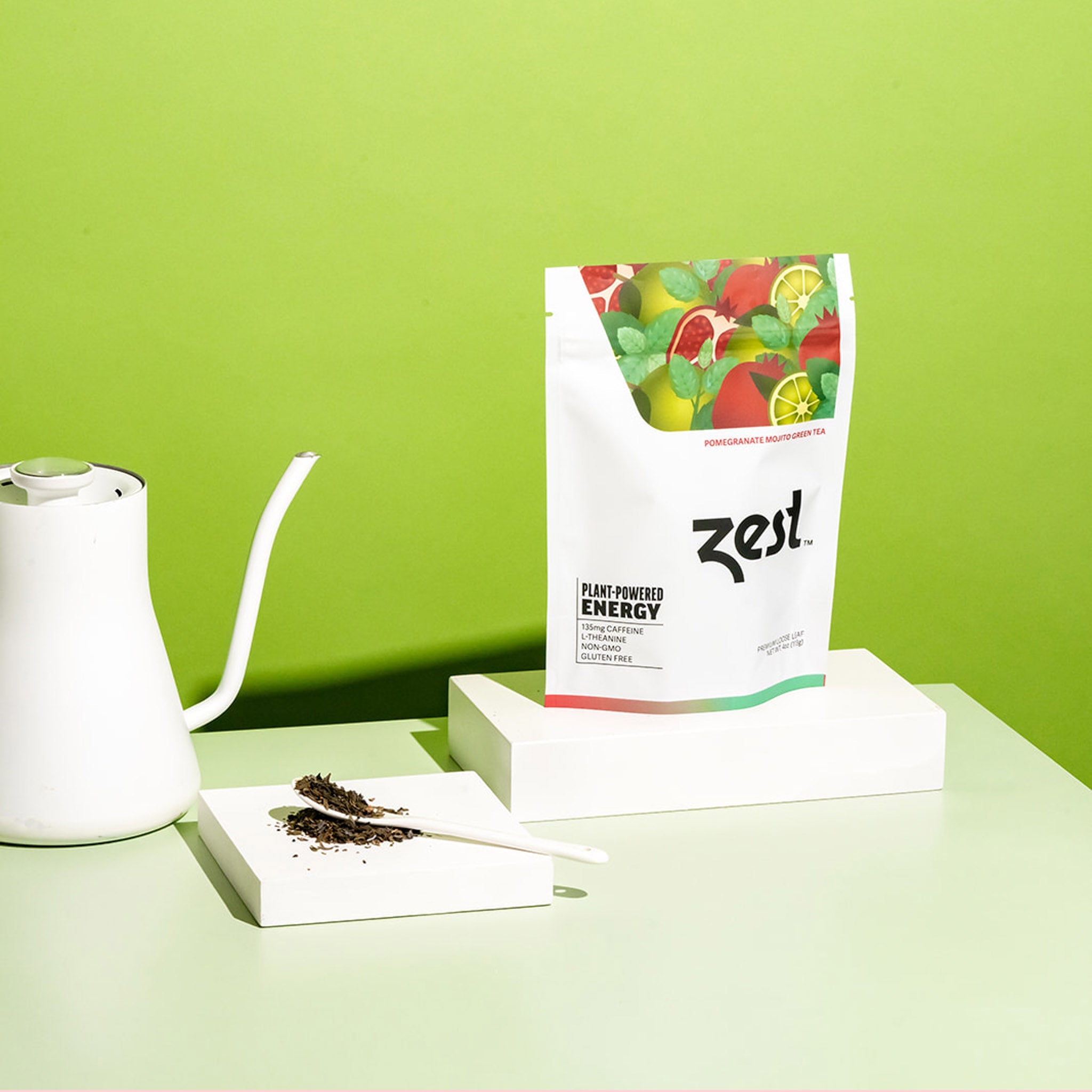 Zest Pomegranate Mojito Plant-Powered Energy - High Caffeine Loose Leaf ...