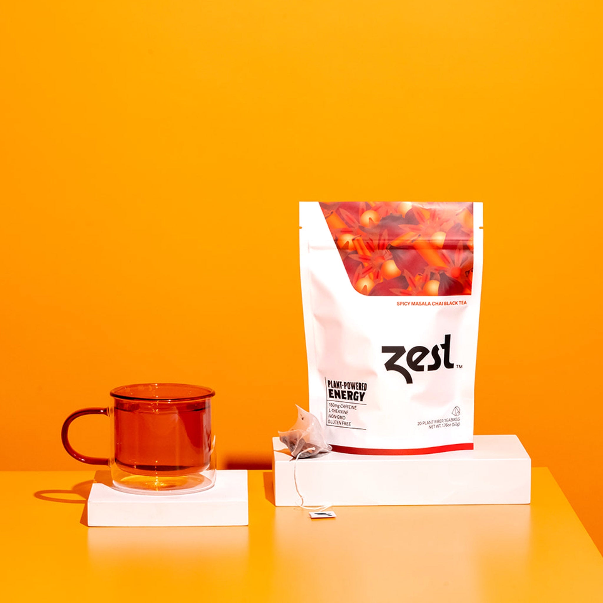 Zest Spicy Masala Chai Plant-Powered Energy - High Caffeine Tea Bags ...